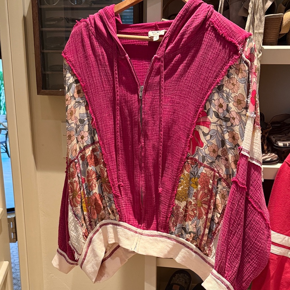By Together Pink Floral Patchwork Hoodie